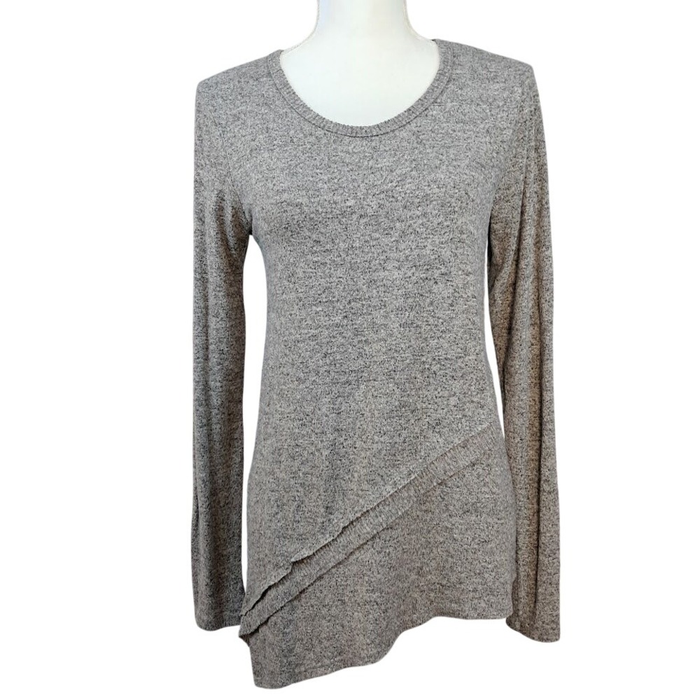 Anthropologie COA Tunic Top XS Asymmetrical Tiered Hem Long Sleeve Eclectic Edgy